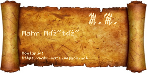 Mahr Máté névjegykártya